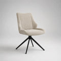 Chaise pivotante en tissu bouclé beige et métal noir, 58 × 61 × 83 cm