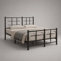 Lit double avec cadre en acier noir, couchage 140 × 190 cm, dimensions 198 × 146 × 105 cm